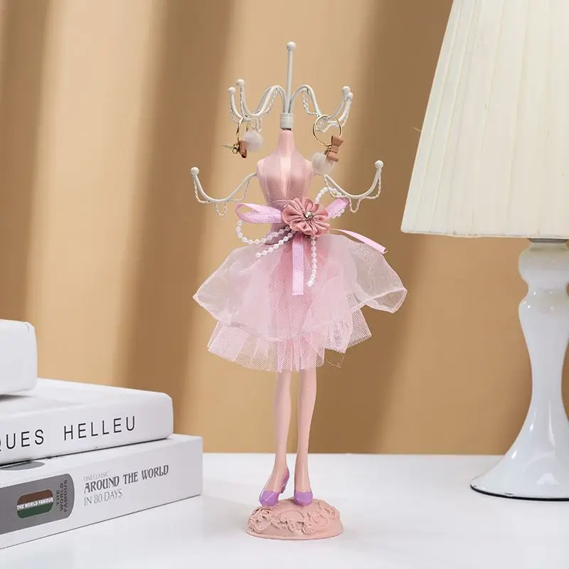 Princess Jewelry Organizer Stand Dress Form Necklace Holder Ring Display High Heel Jewelry Tray Vanity Decor Gift