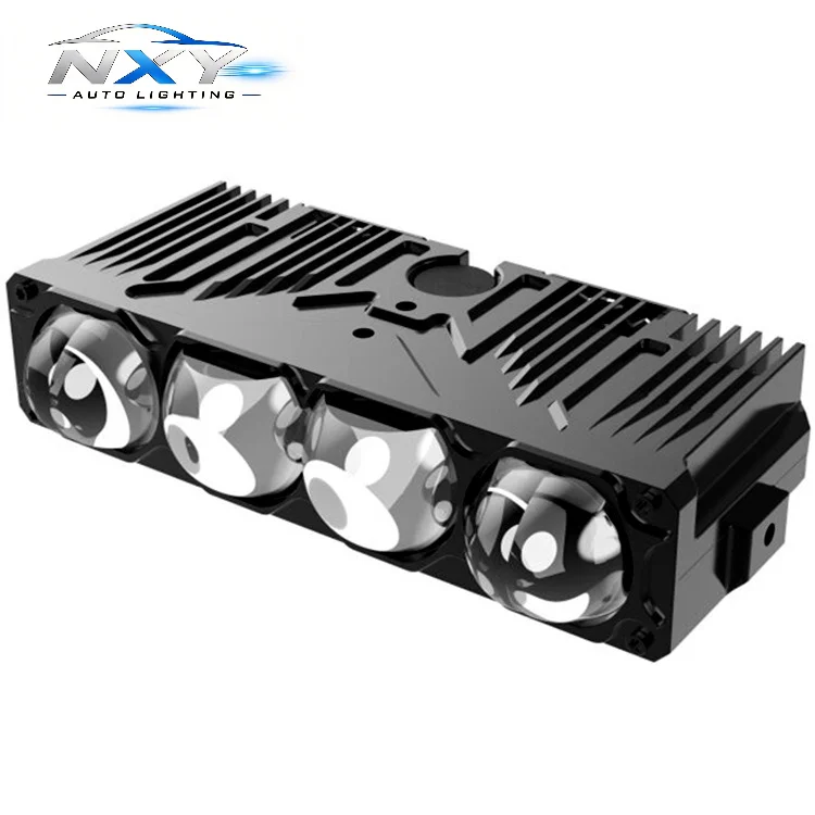 NXY 4 Eye LED Grille Spotlight Bi LED Projector Lens Solenoid Valve Hi Lo Beam Offroad SUV Motorcycle Retrofit Headlight Lamp