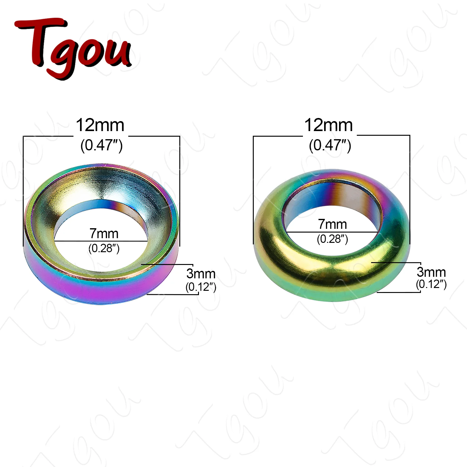 Tgou Titanium Gasket M6 Concave and Convex Washer Spacer for MTB Disc Brake Caliper Group Mounting Bolts 2pcs