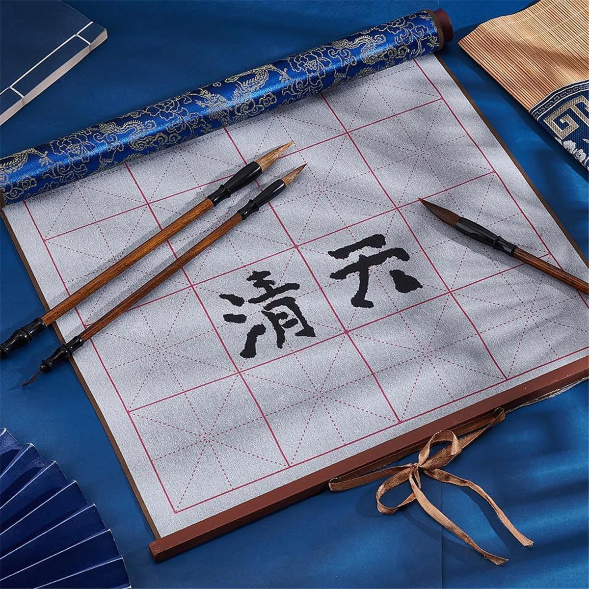 ADP-Reusable Water Writing Magic Cloth Inkless Chinese Calligraphy Set of 3 Traditional Calligraphy Writing Brush Pens Set 1
