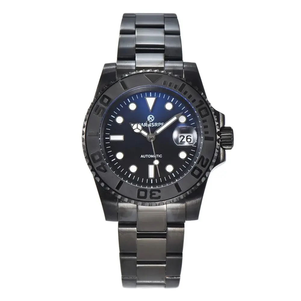 

PARNSRPE 40MM 8215 20bar Men's automatic diving watch Bracelet 3.8 Crown sapphire crystal Luminous pointer