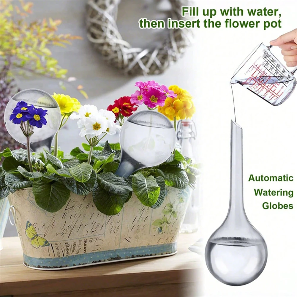 10PCS Watering Globe Clear Automatic Watering Device Globes Vacation Houseplant Pot Waterer Flower Water Watering Plant Containe