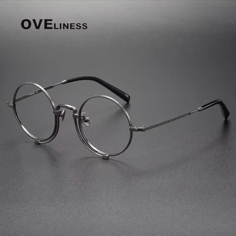

2026 Eyeglasses frames Vintage Luxury Round Pure Titanium Eyewear Retro Glasses Frame Men Women spectacles