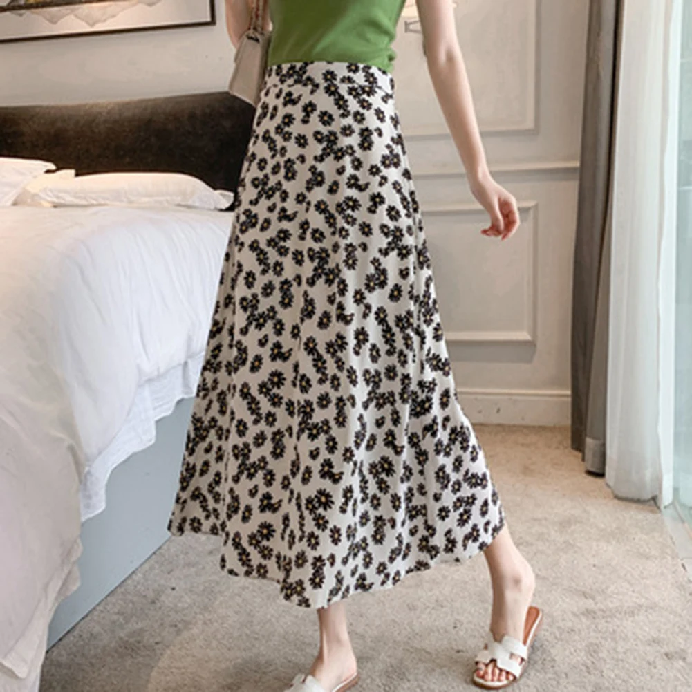 Club Daily Holiday As Pictures Show A line Pleated Skirt Long Skirt Casual Style Drawstring Waist Regular Length