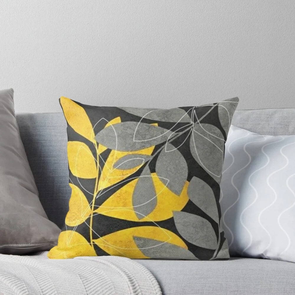 

Gray and yellow leaves Throw Pillow Cushions For Decorative Sofa Cushion Cover Set Pillow