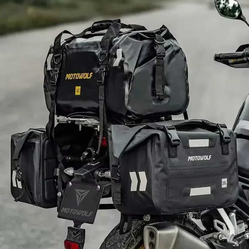 Motorcycle Bags Waterproof Outdoor Large Capacity ATV Motorcycle Luggage Saddle Bag Rear Seat Bags