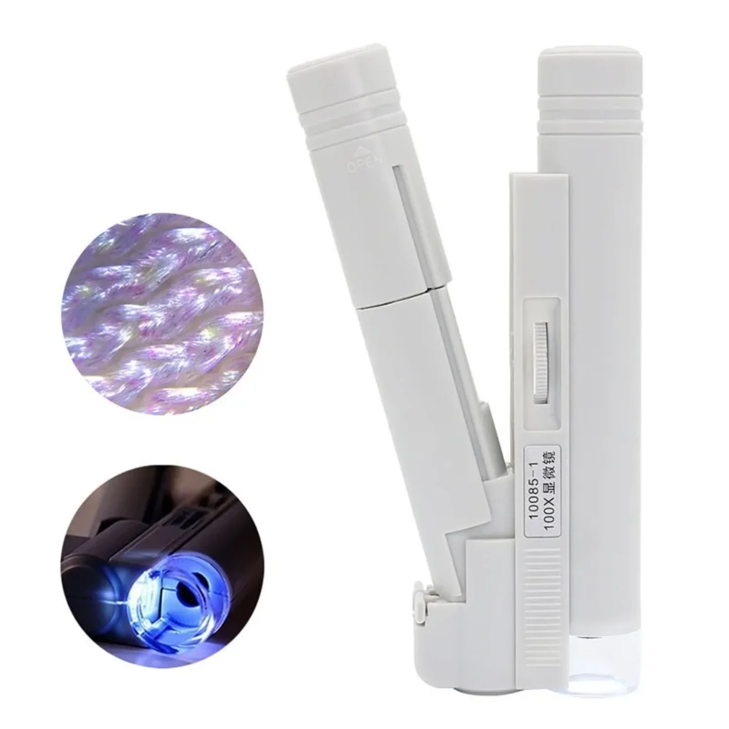 100X Mini Handheld Microscope Pocket Portable Microscope  Lamp Light Foldable Jewelry Magnifier Magnifying Loupe