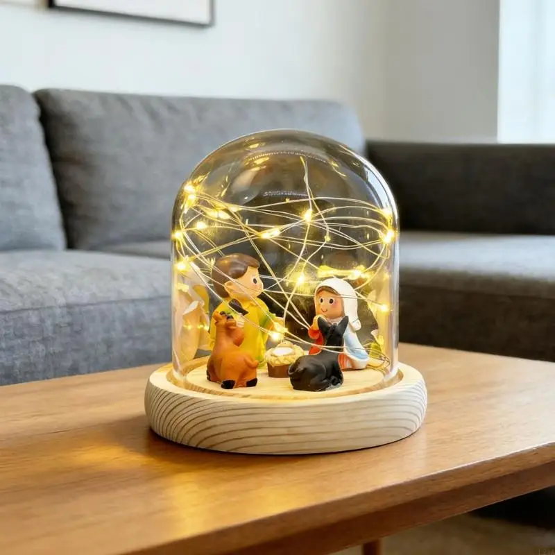 2025 New Light Up Nativity Scene Resin Cutting Christmas Nativity Set with LED Light Tabletop Ornament Christmas Decorations