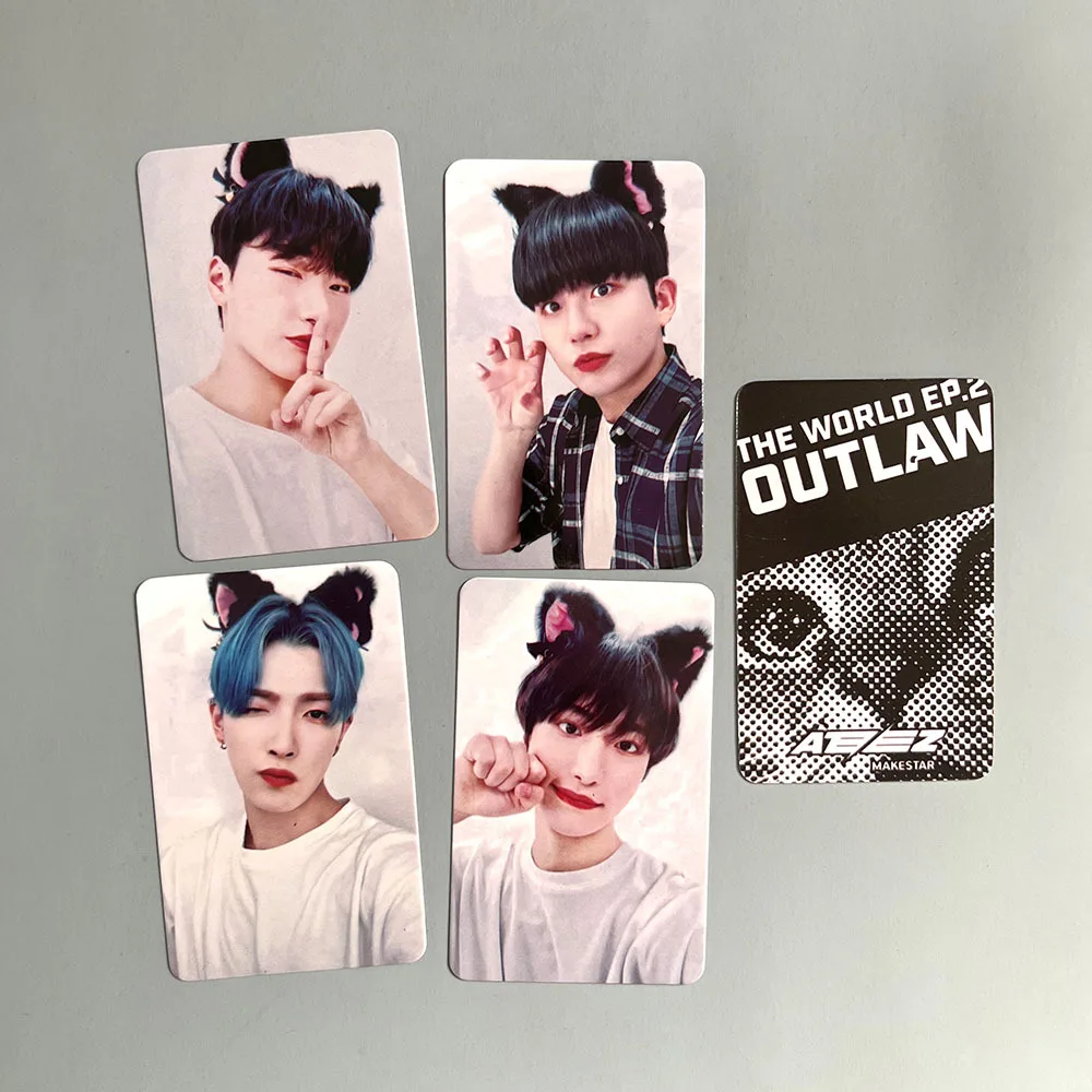 8Pcs/Set KPOP ATEEZ THE WORLD EP.2 OUTLAW Album Makestar Ver Lomo Cards Hongjoong San Mingi Two Sides Photocards ATINY Fans Gift