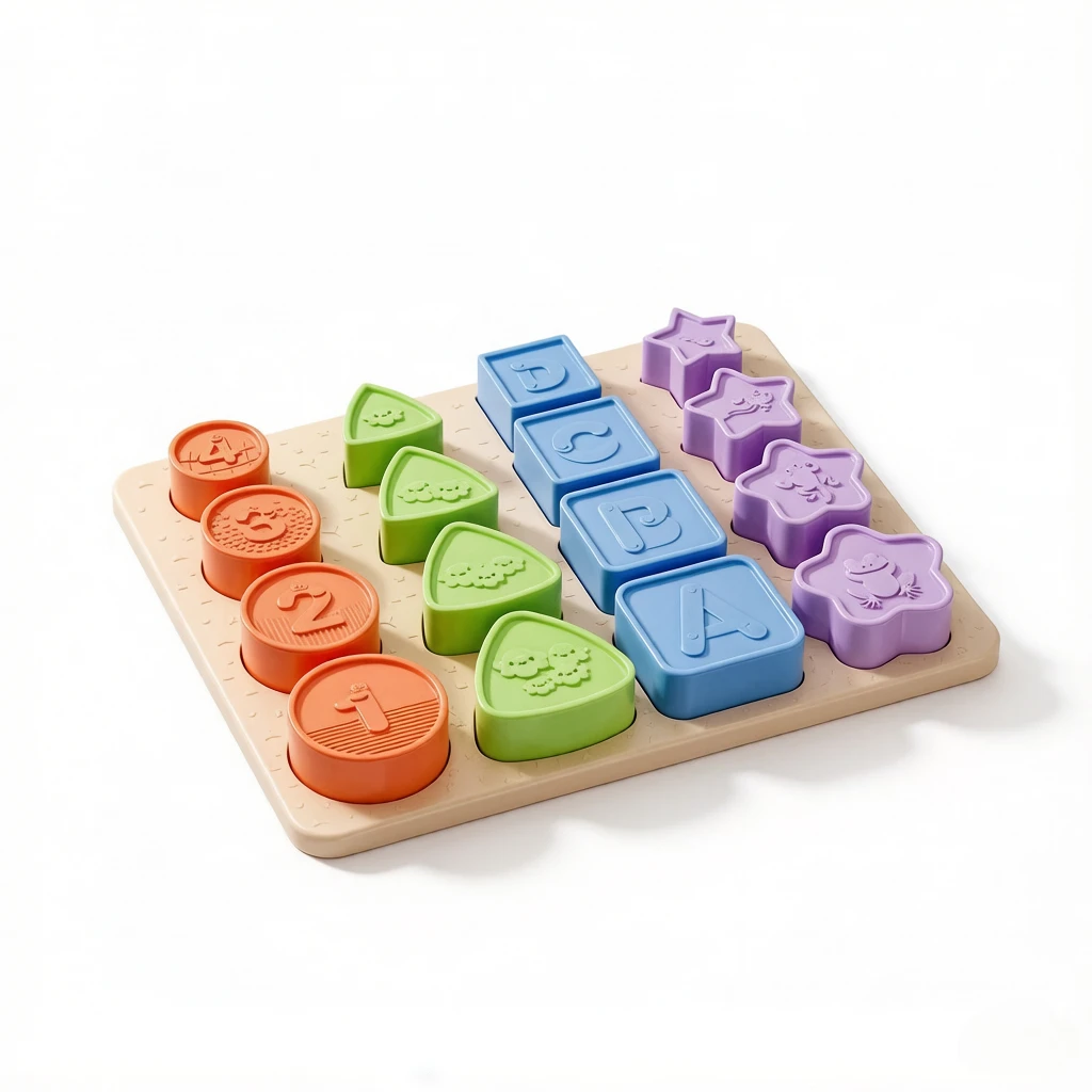 16Pcs Food-Grade Silicone Geometric Stacker, chewable matching puzzle, educational early learning toy for infants, great gift