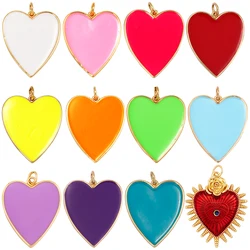 Colourful Enamel Heart Charm Neon Pink Orange Turquoise Blue Pendant Oil Dropped , Real Gold Plated Colour Necklace Bracelet K06