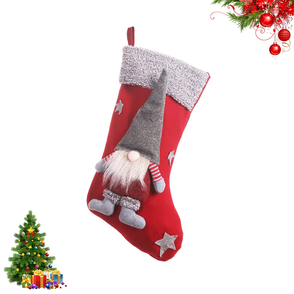 1PCS Christmas Faceless Stocking Decorative Xmas Stocking Bag Festive Home nament Christmas Tree Accessory Gift Storage