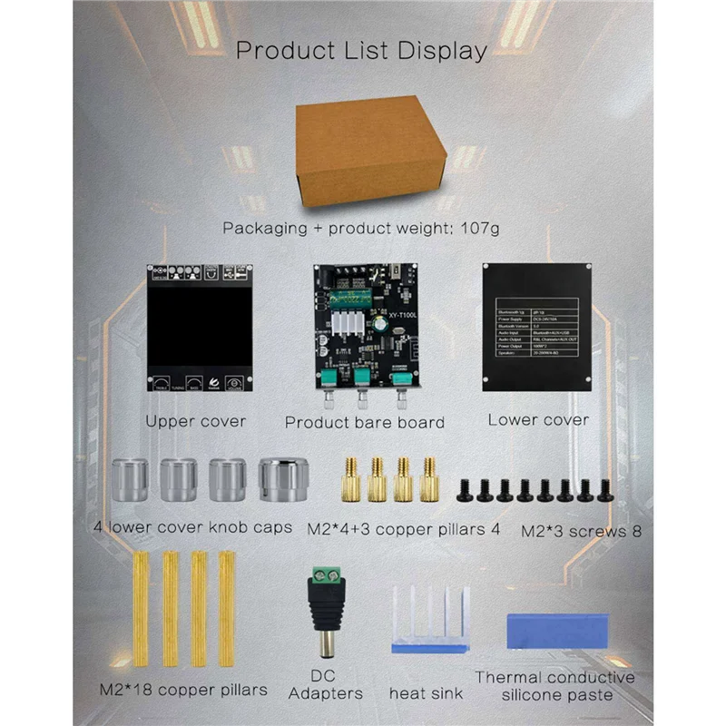 Płytka wzmacniacza subwoofera AS95-3X Bluetooth 5.0 100W+100W, 2.1 kanałowy klasa D, domowy audio stereo, equalizer, wzmacniacz XY-T100L