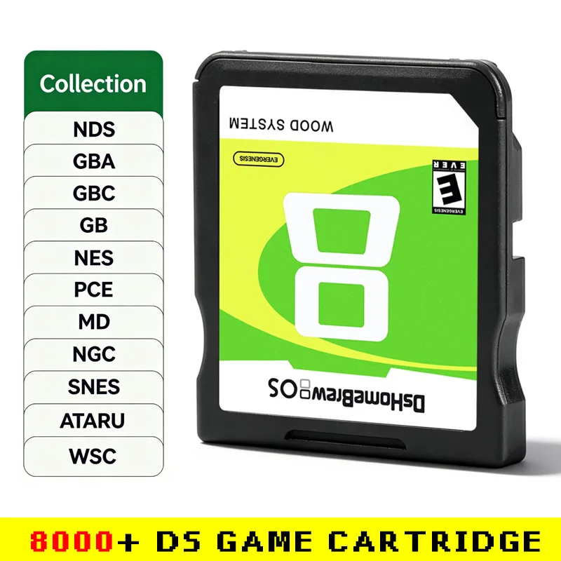Carte mémoire R4 FlashCard Wood System 7800 en 1 pour 3DS NDS MD GB GBC FC PCE, jeux vidéo téléchargeables compatibles