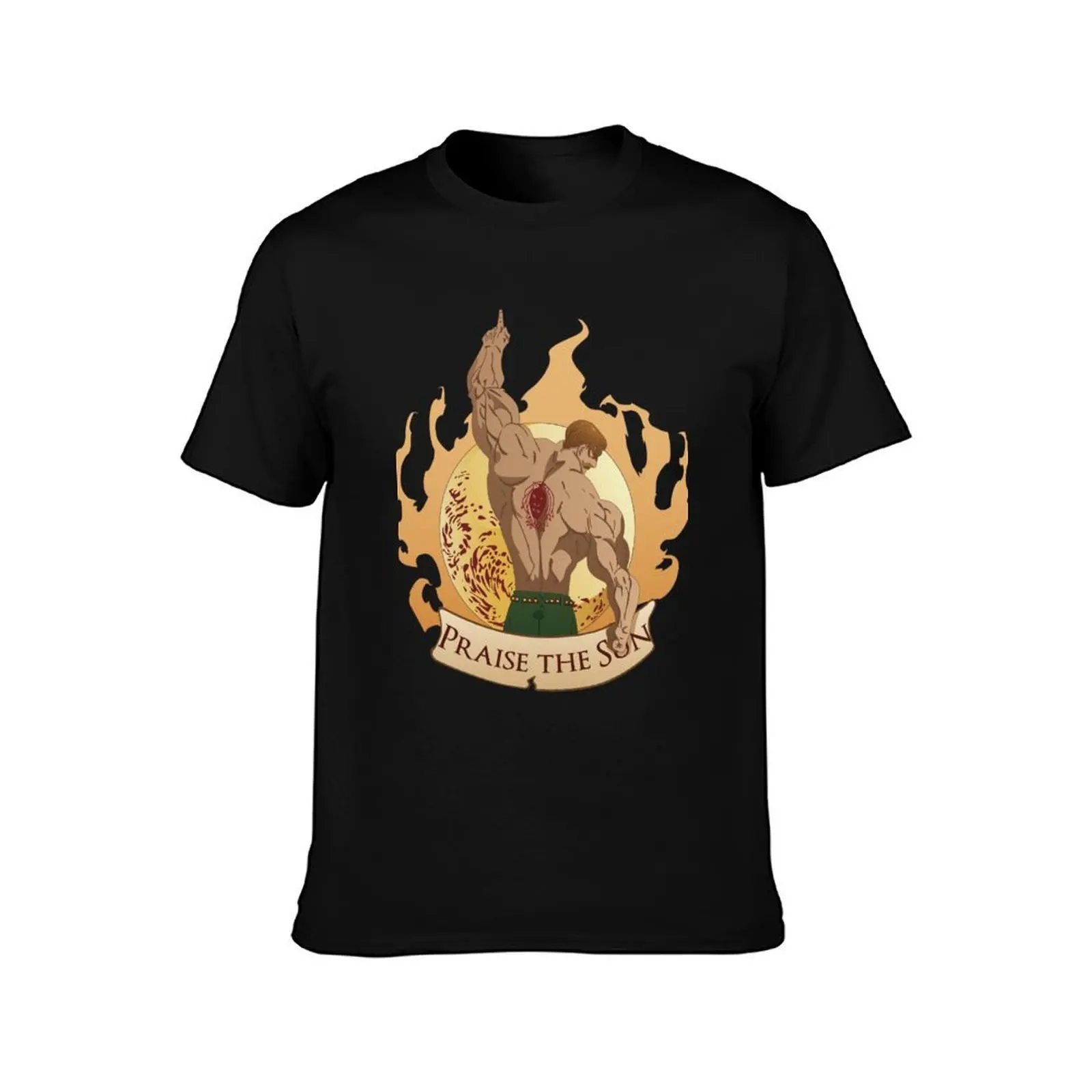 Escanor Praise The Sun T-Shirt, Summer Casual Cotton Tee, Oversized Streetwear Tops, Vintage Graphic Print, Unisex Men Women