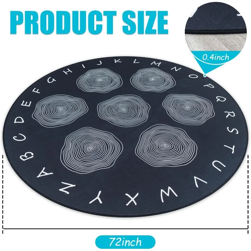 Large Classroom Rugs, ABC Alphabet Educational Area Rug for Kids,6ft Non-Slip Circle Abstract Rugs for Babies and Infants