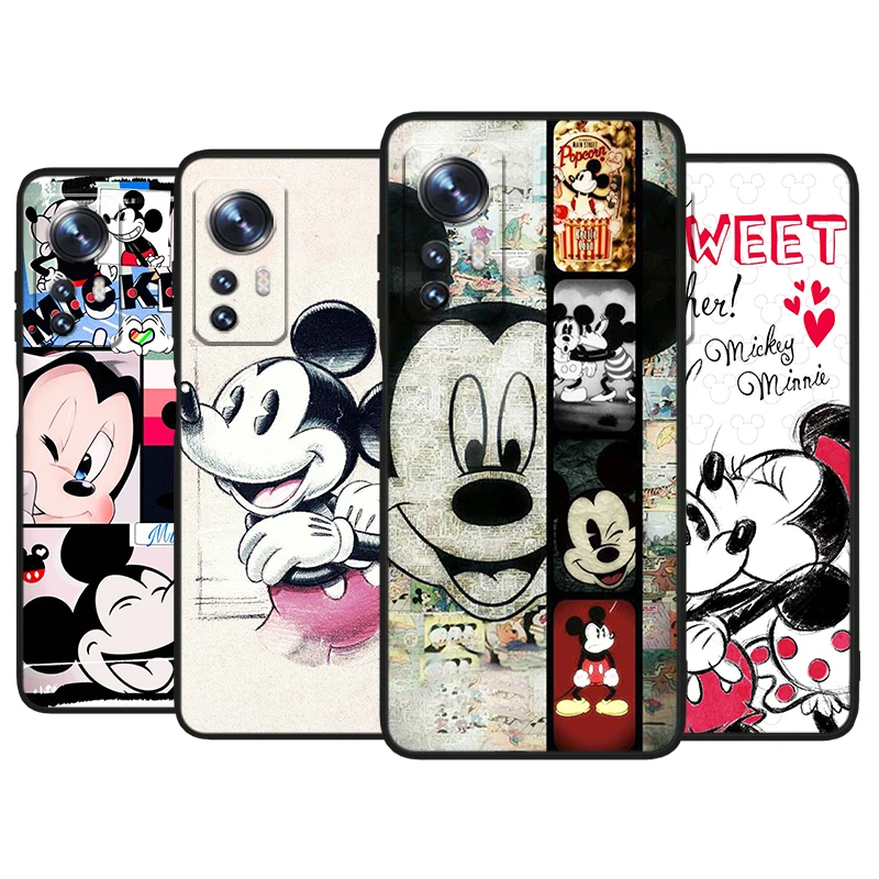 

Disney Vintage Minnie Mickey For Xiaomi Mi 13 12 11 10 11T 10T 9T 9 8 Note 10 Ultra Pro Lite Soft Silicone Black Phone Case