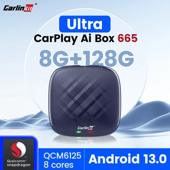 CarlinKit Wireless CarPlay Ai Box Android 13 Plus QCM6125 665 4GLTE do telewizji lub wideo Android Auto Car Play Streaming Box 8G+128G
