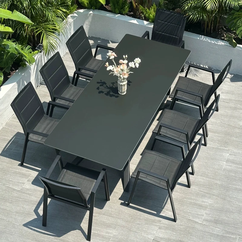 High-end leisure open-air balcony table and chair combination Outdoor slate dining table villa courtyard garden furniture