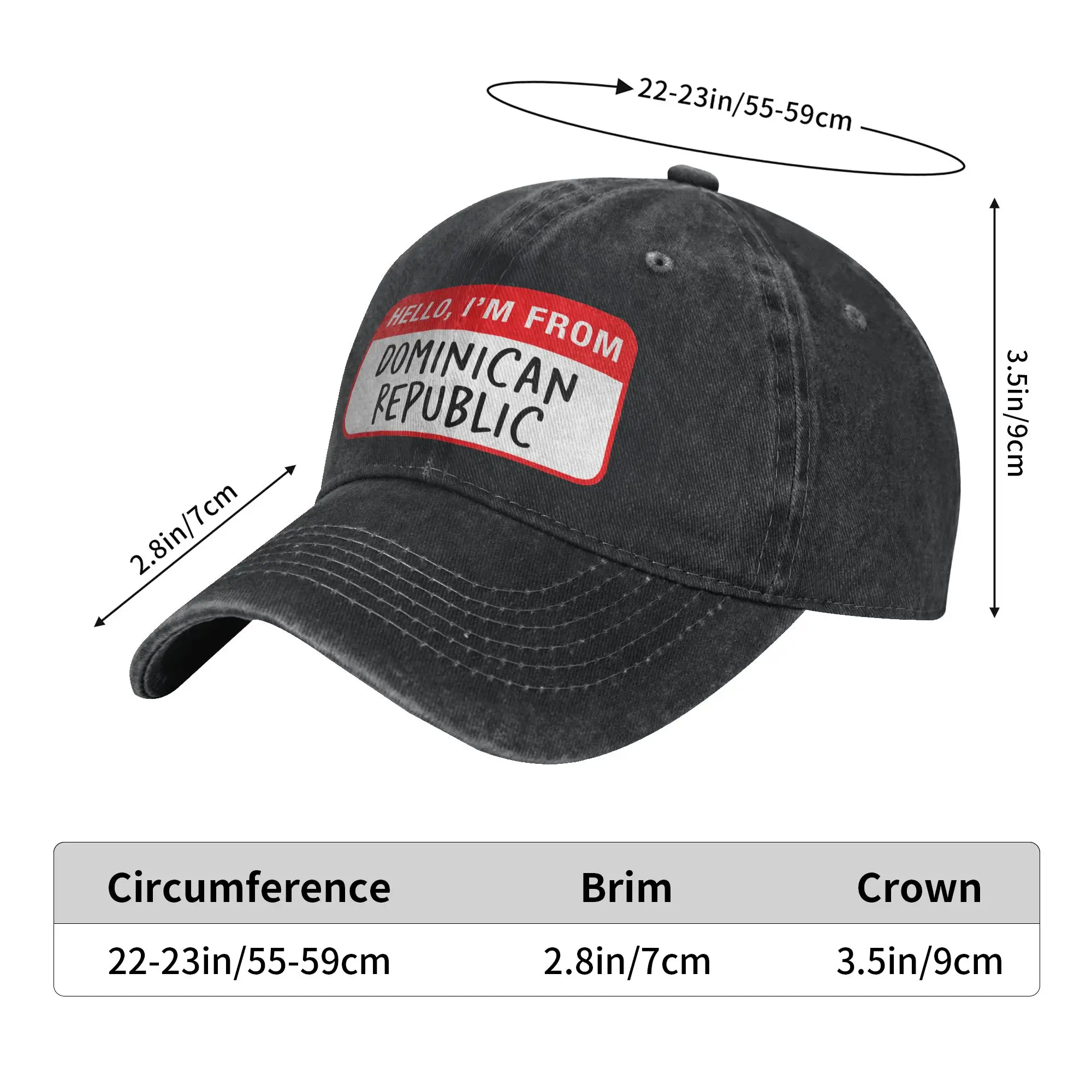 Summer Hello I'm from Dominican Republic Baseball Cap Sun Washed Hip Hop Hats Unisex-Teens Vintage Tennis Skate Baseball Caps