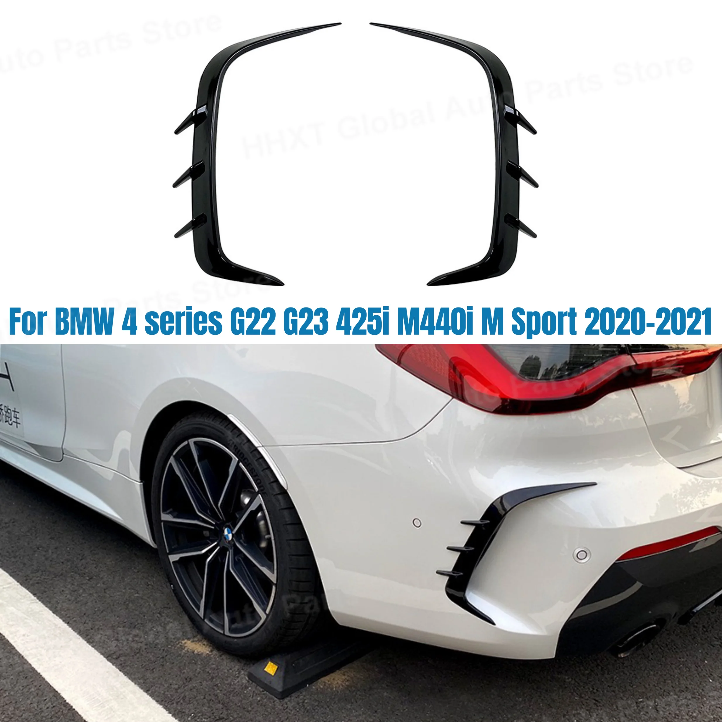 Rear Bumper Side Splitter Trim For BMW 4 series G22 G23 425i 430i M440i M Sport 2020-2021 Car Boot Air Vent Spoiler Canard Cover