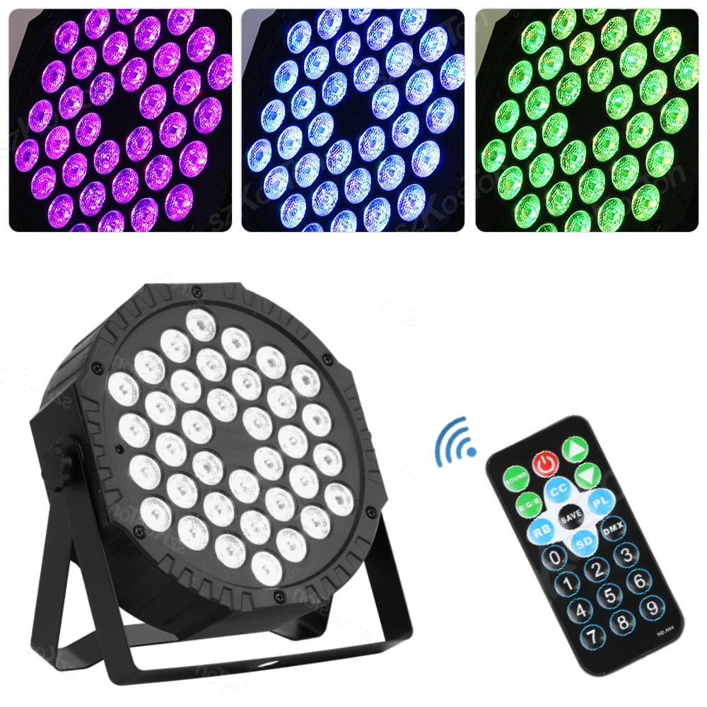 

LED RGB 36W Full Color Flat Par Light DMX 512 DJ Disco Party Holiday Xmas Wedding Birthday Show Remote Control Stage Lamps