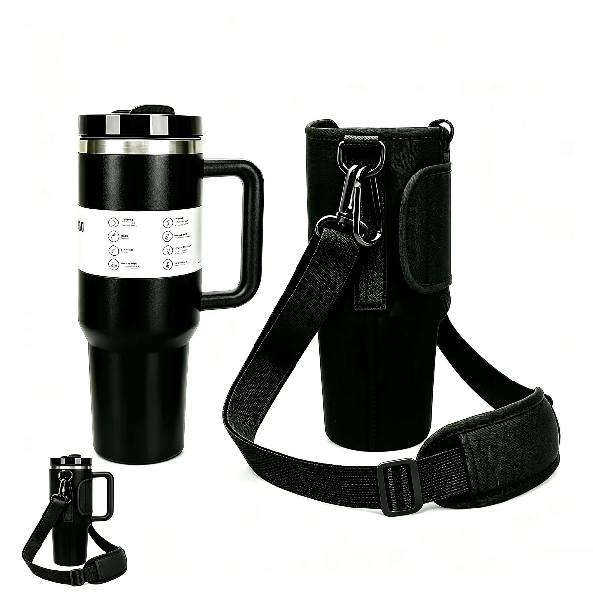 30/40Oz Water Bottle Cooler Crossbody Bag Reusable Portable Travel Carrier with Adjustable Shoulder Strap for Sports Women Men