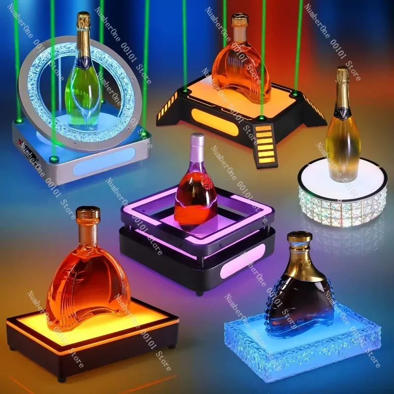 LED Color Luminous Wine Display Base, Creative Light Up Wine Seat for Bar KTV Table Decor