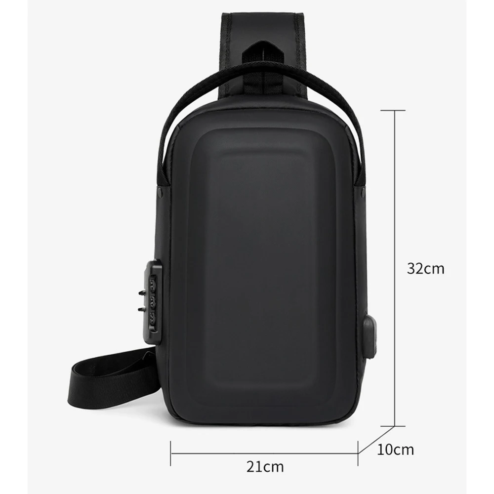 Bolso cruzado de carcasa dura antirrobo con carga USB a la moda, bolso impermeable y resistente a la presión para motocicleta, bolso de pecho para ciclismo