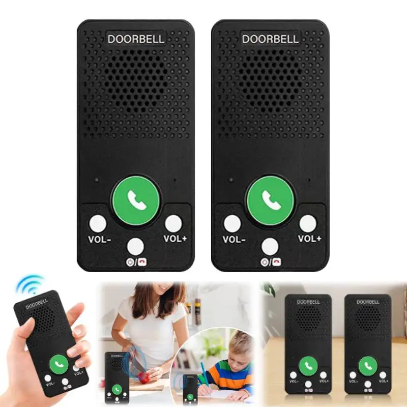 2 Way Voice Intercom, Long Range Wireless Intercomunicador Home Communication System Doorbell Unit, 100m Range Indoor Intercoms