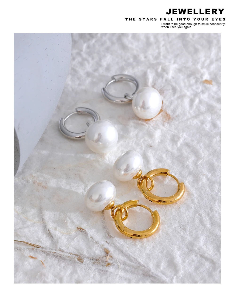 Yhpup Hohe Qualität Imitation Perlen Tropfen Edelstahl Goldene Koreanische Hoop Ohrringe Charms Mode Schmuck Bijoux Femme Geschenk – Detail 11