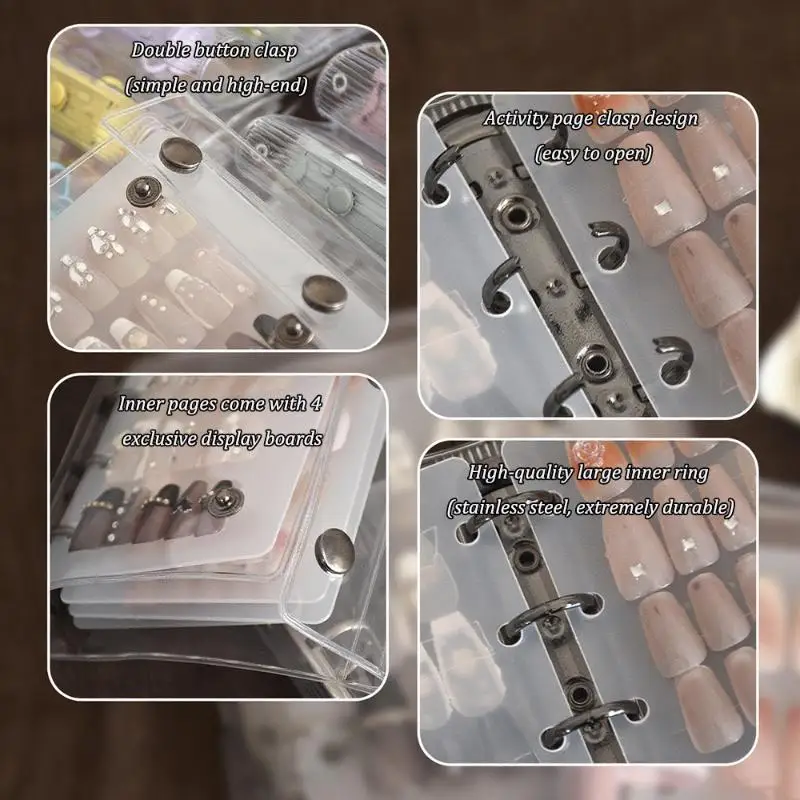 {MX} كتاب تخزين فني للأظافر الشفاف DIY نصائح أظافر وهمية ألبوم بسيط مشبك مزدوج 3 فتحات لوحة عرض مشبك البطاقات