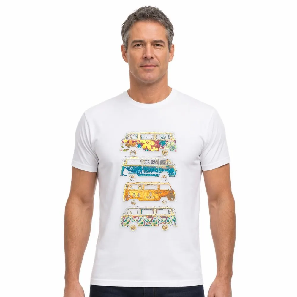 Graphic Tee Men Retro Camper Van Boho Flower Rustic Travel Short Sleeve Casual Streetwear Tops