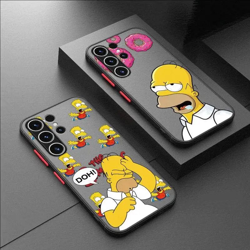 Simpsons Family Matte Case For Samsung Galaxy S24 S22 S23 S20 S21 FE S10 Plus Capa Note 20 Ultra 10 Lite Phone Fundas