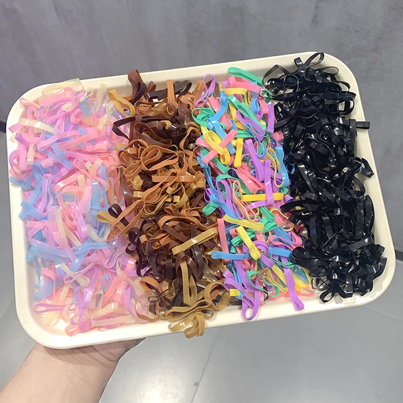 

500Pcs Girls Colorful Thicken Disposable Rubber Bands Gum For Ponytail Holder Elastic Hair Bands Kids Hair Accessories