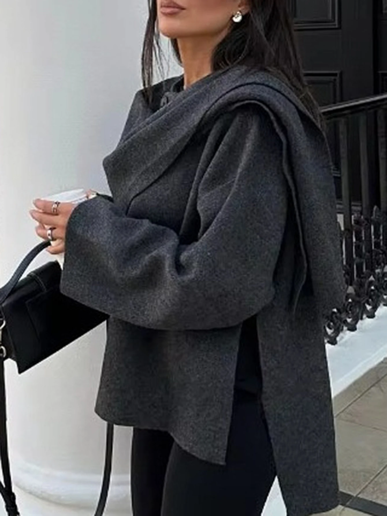 

UNIKTEE женский кардиган с длинными рукавами, однотонный уличный удобный повседневный модный осенне-зимний женский топ