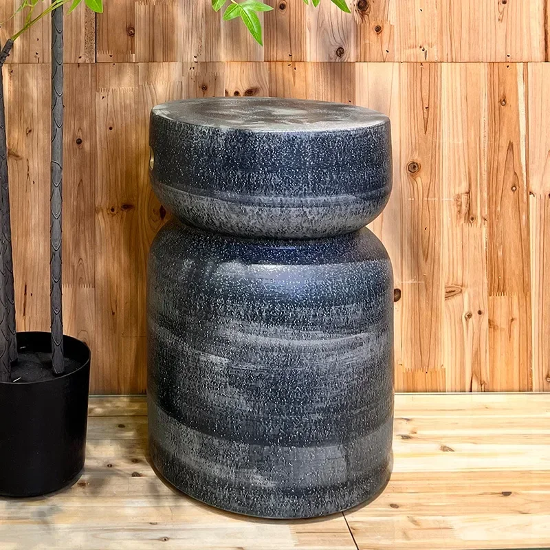 Modern simple matte hand-colored round stool matte dressing stool courtyard garden outdoor cool pier ceramic round stool