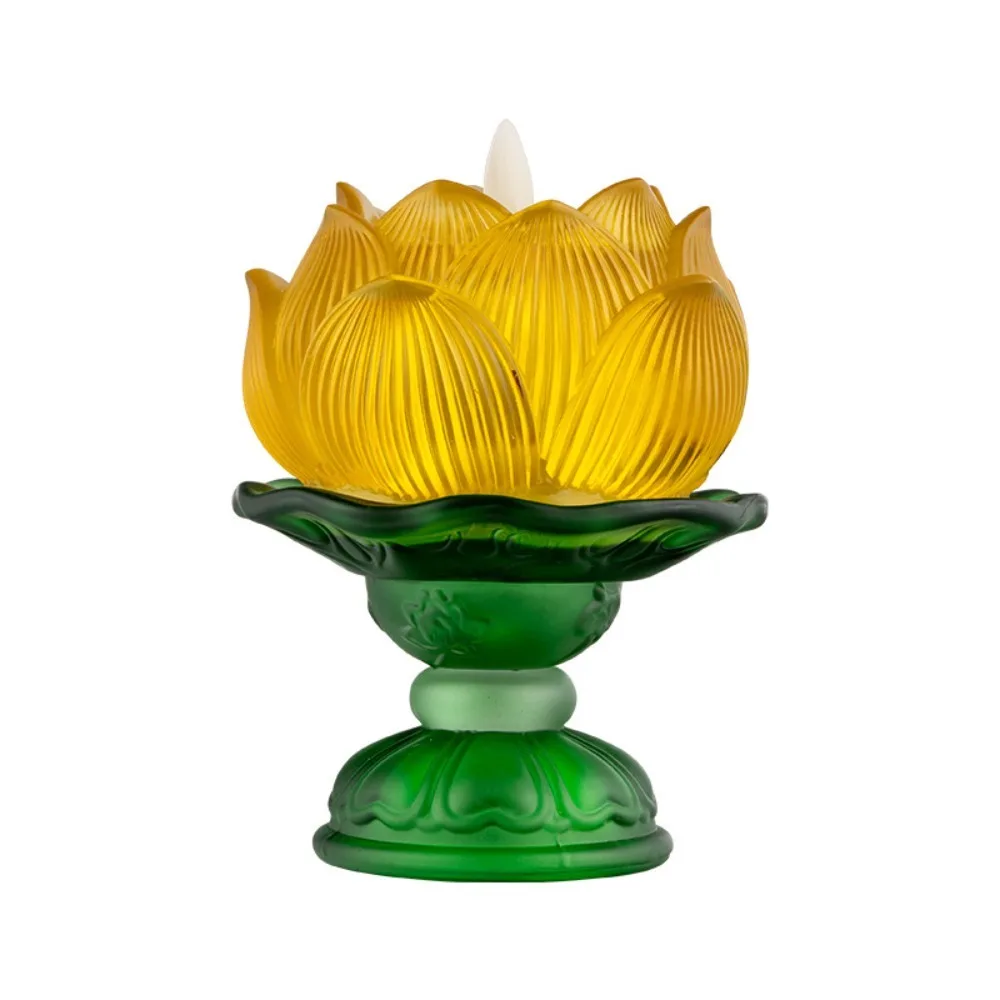 Exquisite Resin Electronic Lamp Decoration Prayer Tools LED Simulation Candle Ornaments Hall Lighting Lotus Lantern Supplies