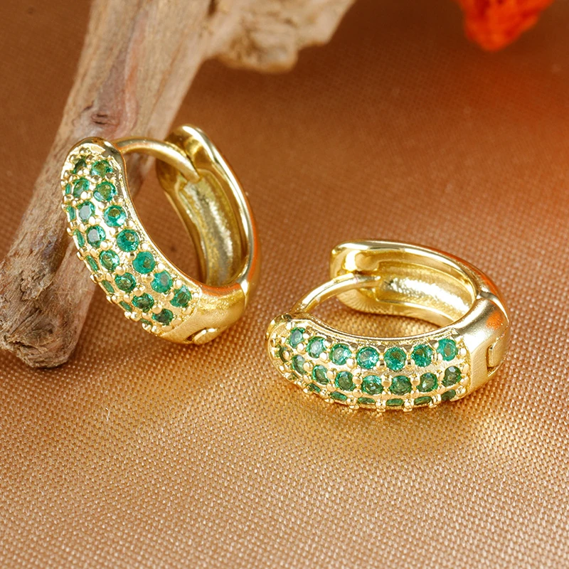 رائعة لوحة الذهب هوب أقراط للنساء الكلاسيكية الملونة تشيكوسلوفاكيا زركونيا ثقب الأقراط امرأة الإكسسوارات والمجوهرات بالجملة #3