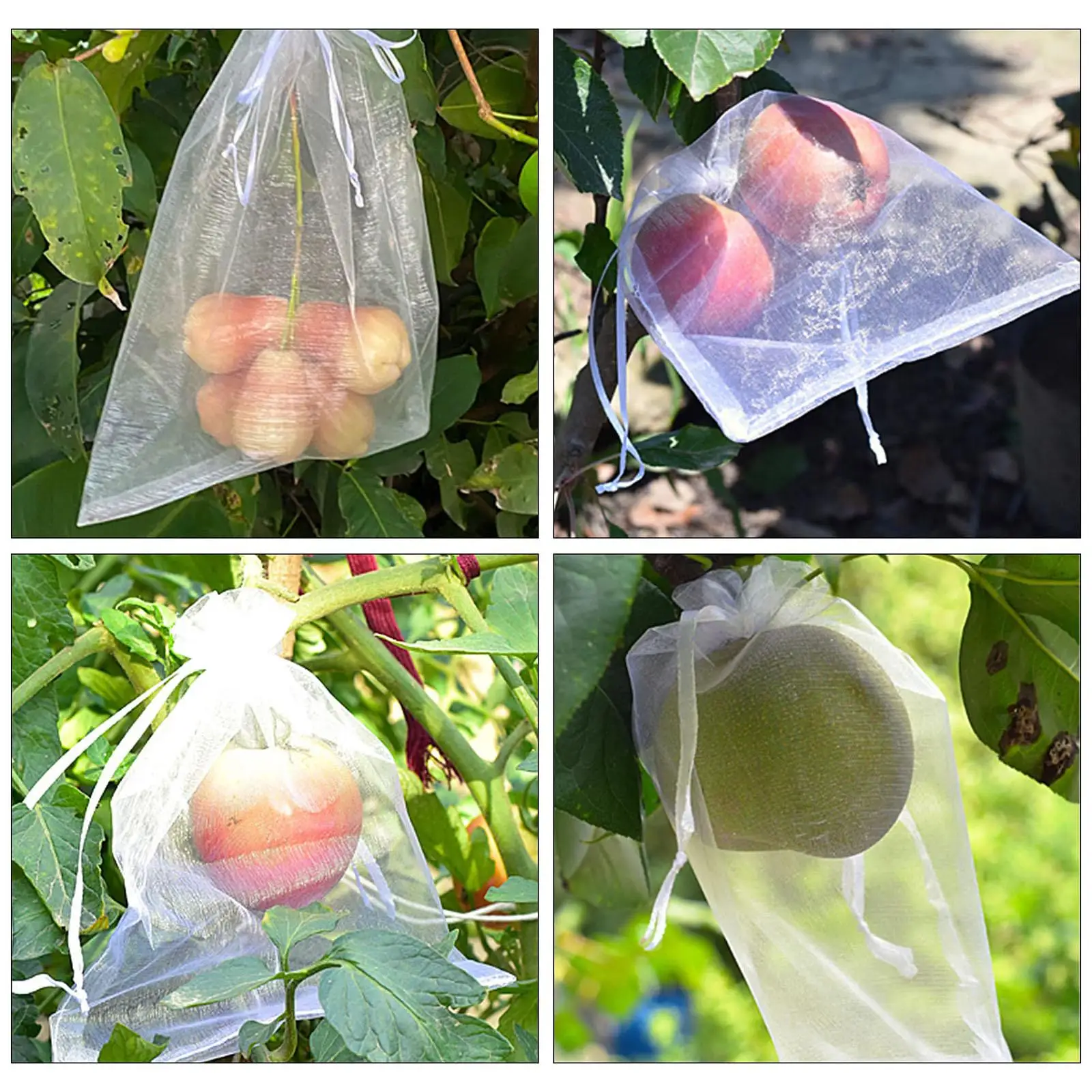 100x Grape Fruit Protection Bags,Garden Drawstring Netting Mesh Bags for Vegetable Bags