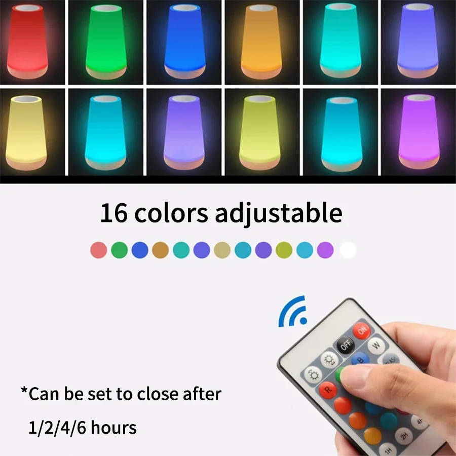 USB Rechargeable LED Table Lamp With Remote Control Portable Touch Dimmable RGB Night Lamp 13 Color Changing Bedside Table Lamps