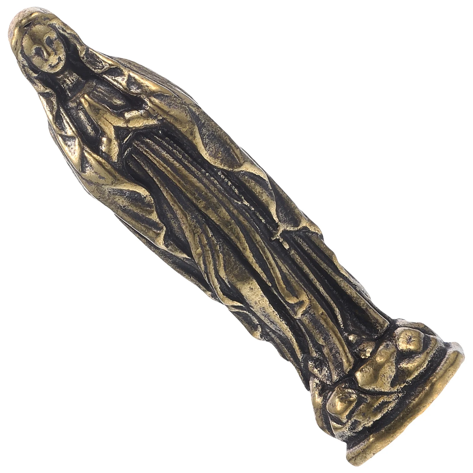 

Miniature Mary Statue Brass Sculpture Religious Desktop Catholicism Ornament Miniature Mary Brass Craft Decor