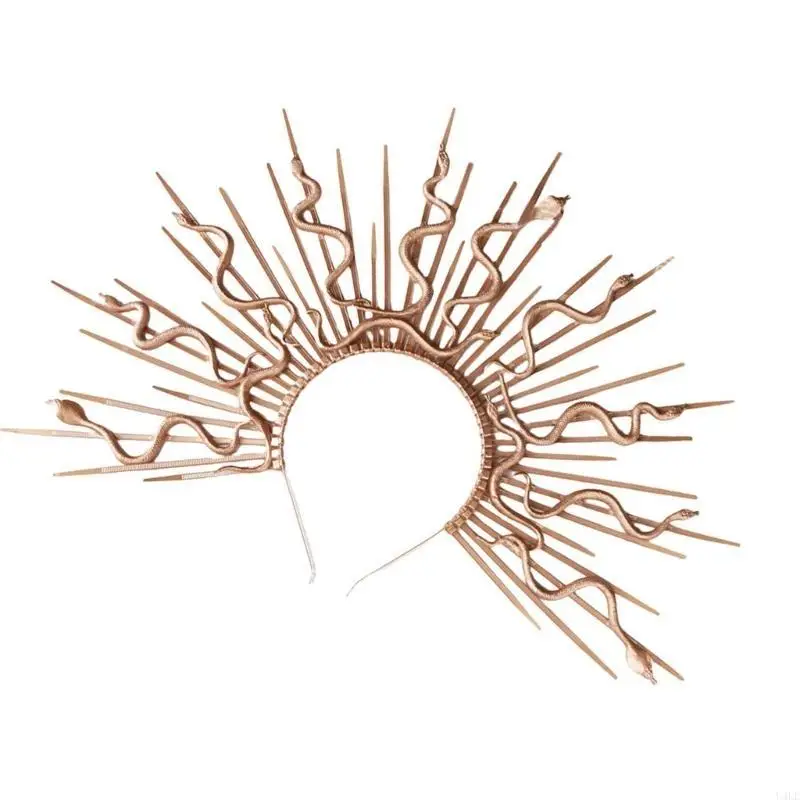 

U4LE Gorgon Snake Crown Headband Spiked Hairband Roleplay Accessory for Theme Event