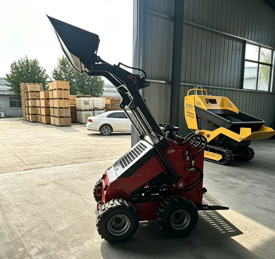 360° Rotate 4WD Mini Skid Steer Loader Crawler & Wheel Optional Climbable Multifunctional Construction Loading Vehicle
