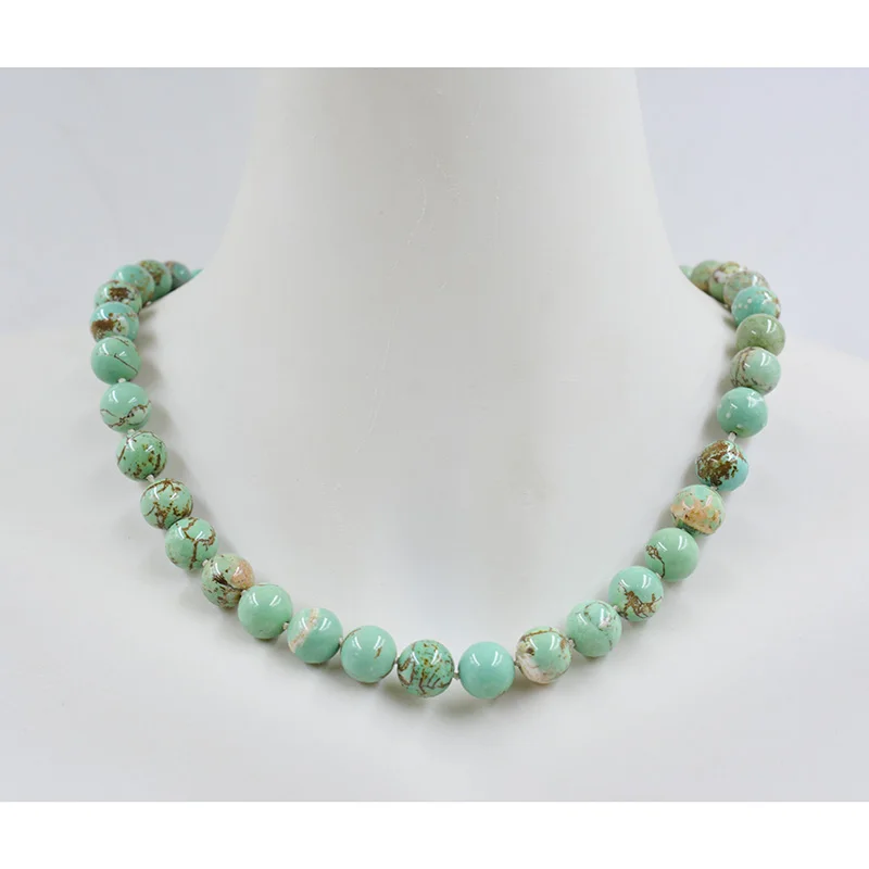 

10MM Round Natural Afghan Semi-Precious Stone Necklace 45CM