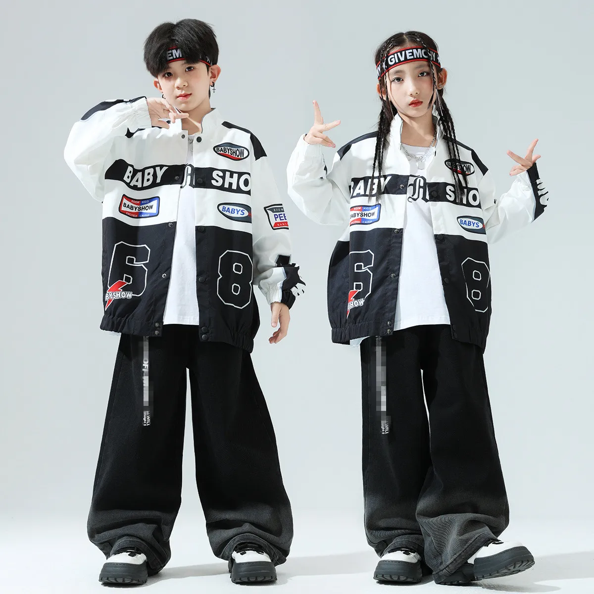 

Одежда для джазовых бальных танцев для девочек и мальчиков, детские праздничные сценические наряды, костюмы для соревнований в стиле хип-хоп, танцевальные костюмы в стиле хип-хоп