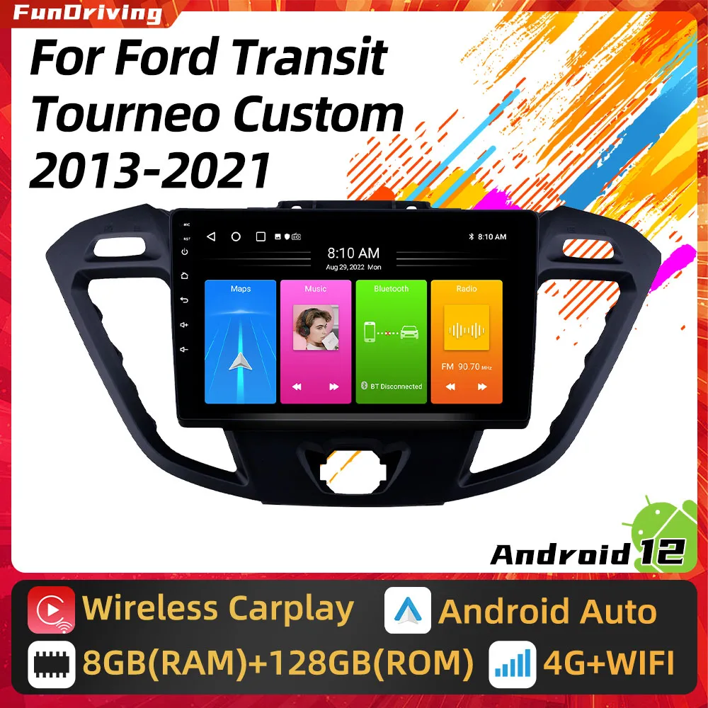 Carplay Stereo for Ford Transit Tourneo Custom 2013 - 2021 Car Radio 2 Din Android Multimedia Player Screen Head Unit Navigation