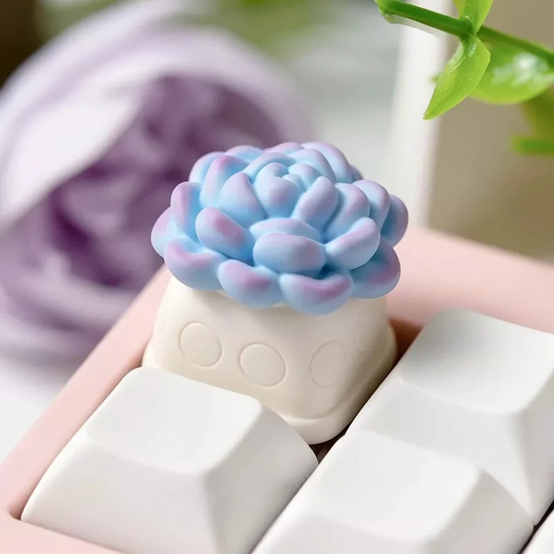 Succulent Plant Series Keycaps Resin Material 3D Original Cute Personalized Creative Caps for Mechanical Keycap Gift ESC Caps
