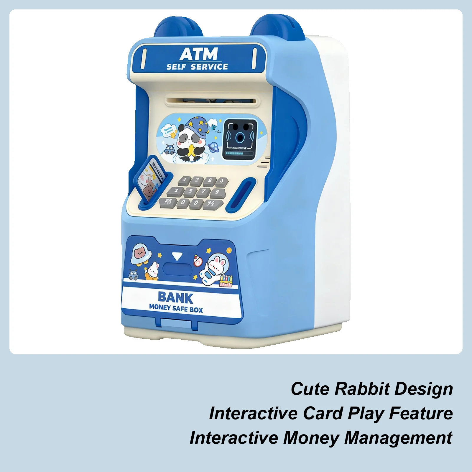 Jouets éducatifs de banque ATM avec reconnaissance faciale, fente pour carte simulée, banque ATM automatique à rouler l'argent pour garçons et filles, maison