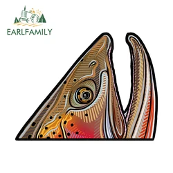 EARLFAMILY 13cm for Bass Trout Fish Funny Peek Pretty Fishing Car Stickers Scratch-Proof Creative Decals Sunscreen Car Goods